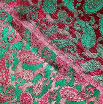 Preview: PINK GREEN PAISLEY Seidenjacquard aus Vietnam